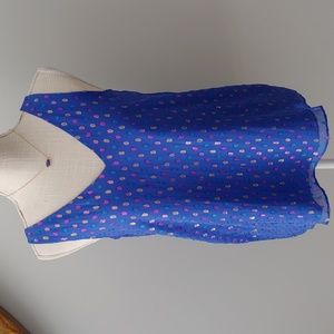 Lilly Pulitzer top, blue w/metallic accents, sleeveless XS, EUC